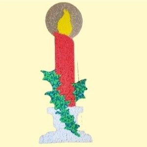 3/$18 Vintage Candle Flame Holly Melted Plastic Popcorn Christmas Decoration